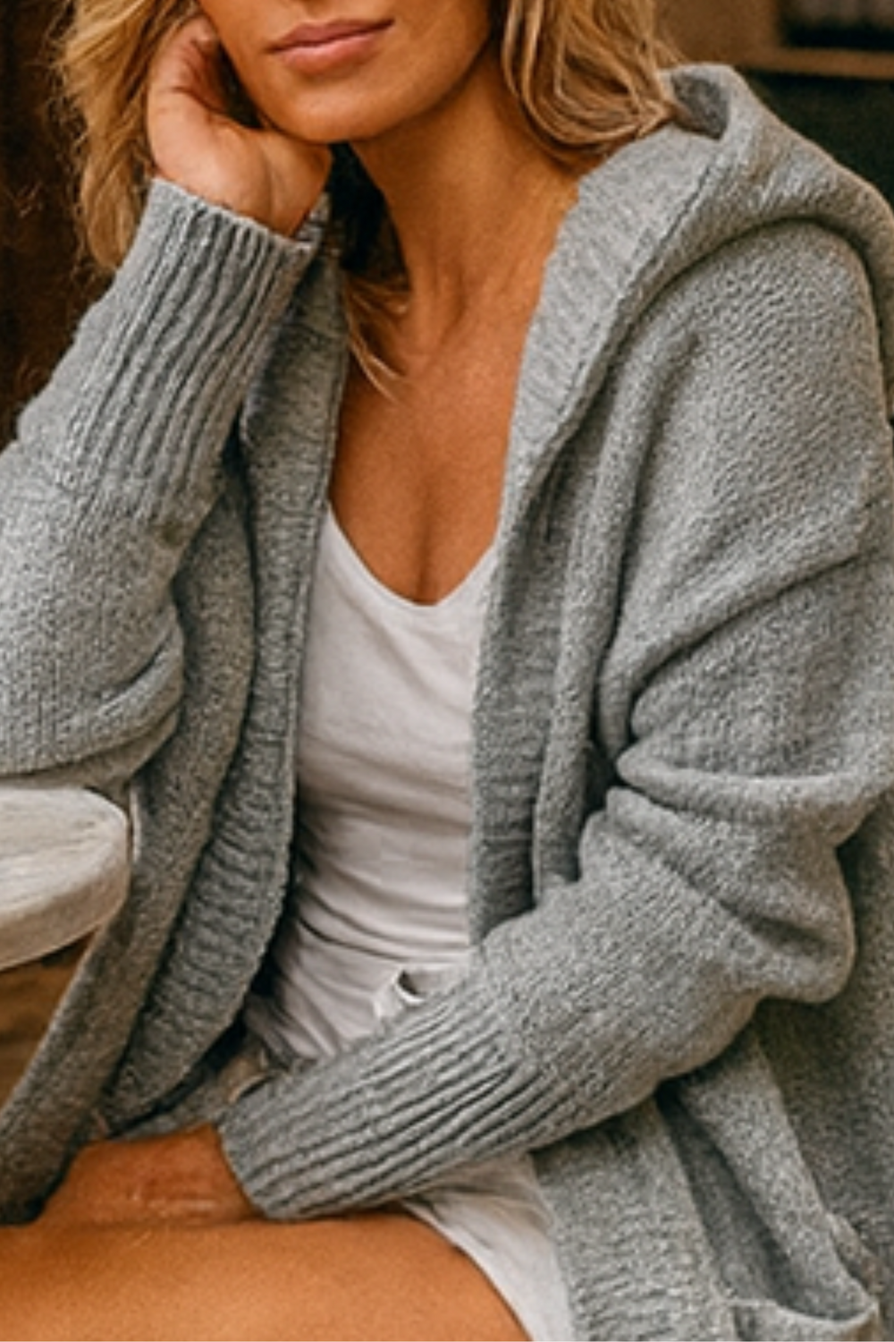 Darienne Comfortable Open-Front Knit Cardigan Soft