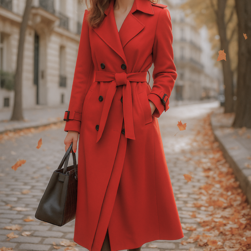 Allegra Tailored Trench Coat | Red