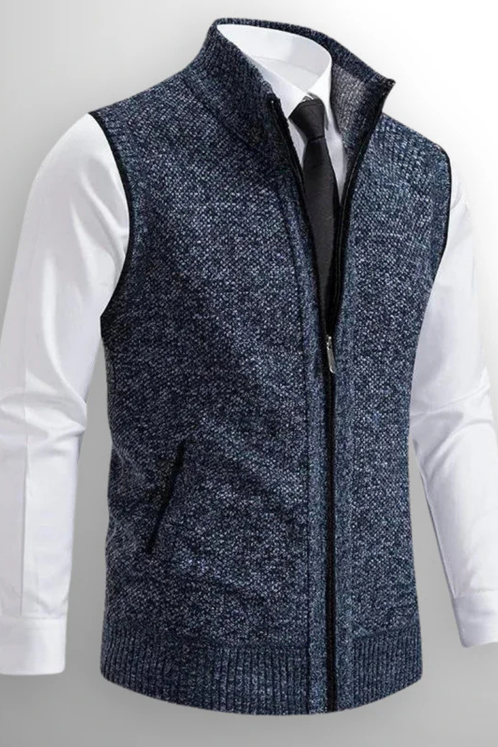 Gerald Zip Cardigan Vest Blue