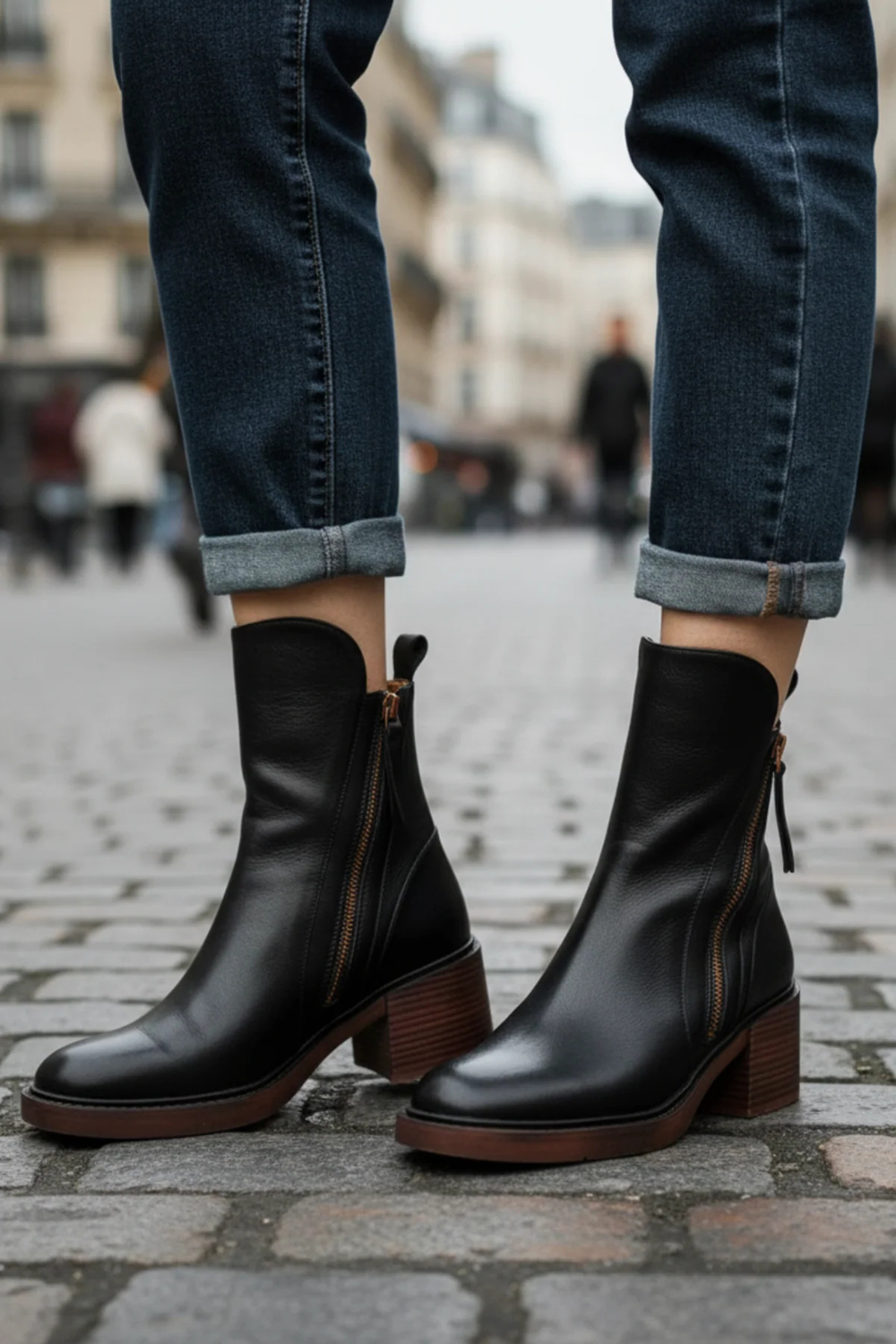 Val Elegant Black Leather Over-The-Knee Boots Shoes