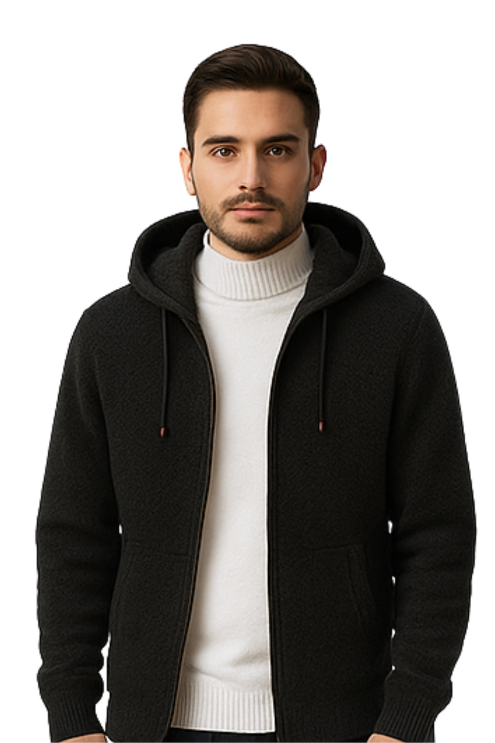 Henry Knit Zip Hoodie Black