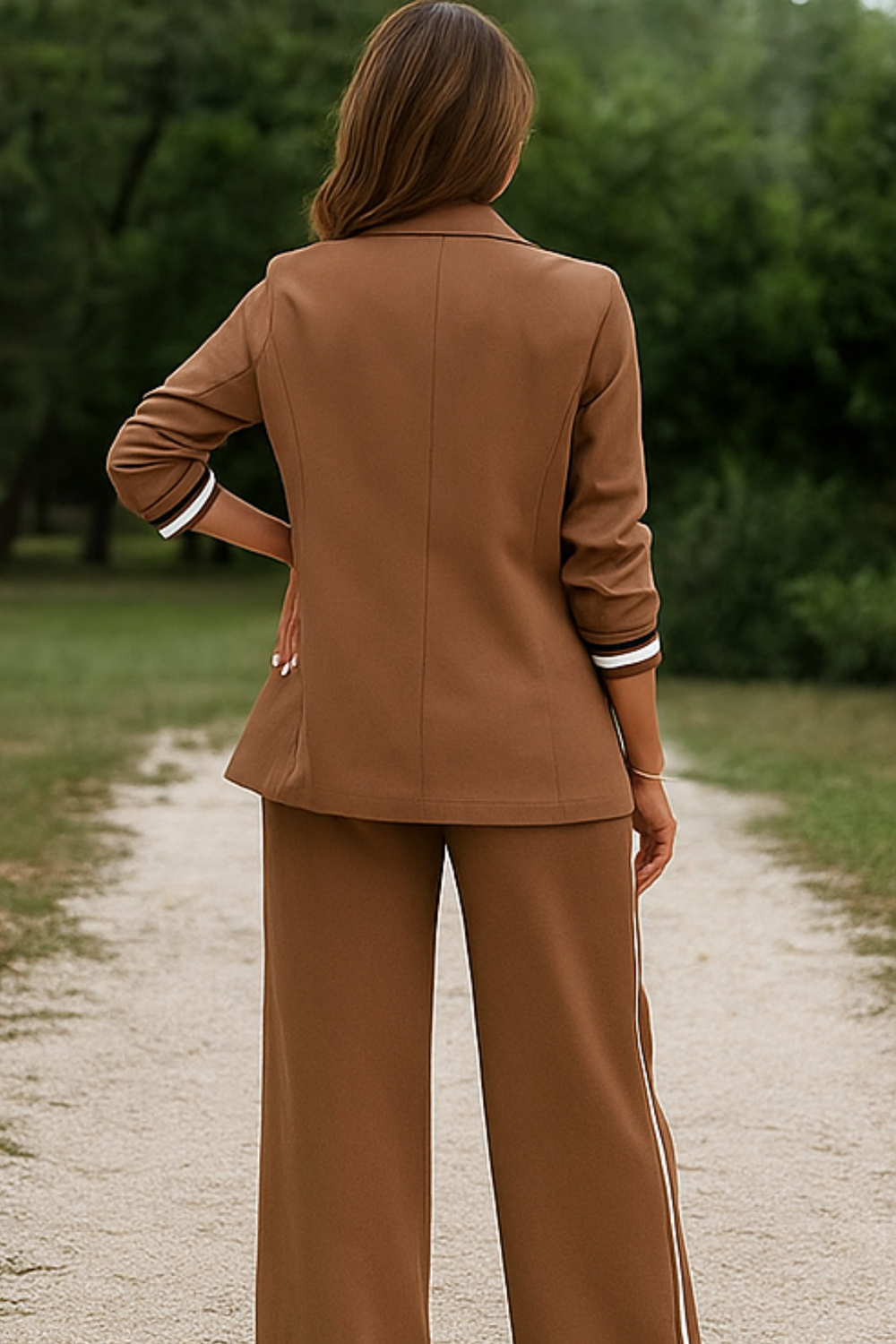 Nessa Zip-Up Lounge Set in Brown for Everyday Comfort