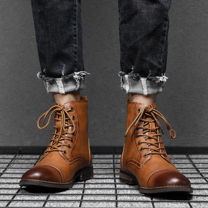 Mateo Faux Leather Cushioned Rubber Sole Ankle Boots