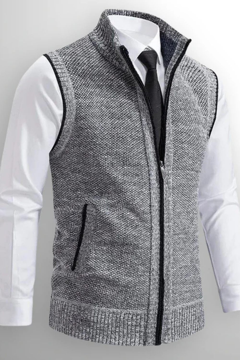 Gerald Zip Cardigan Vest Gray