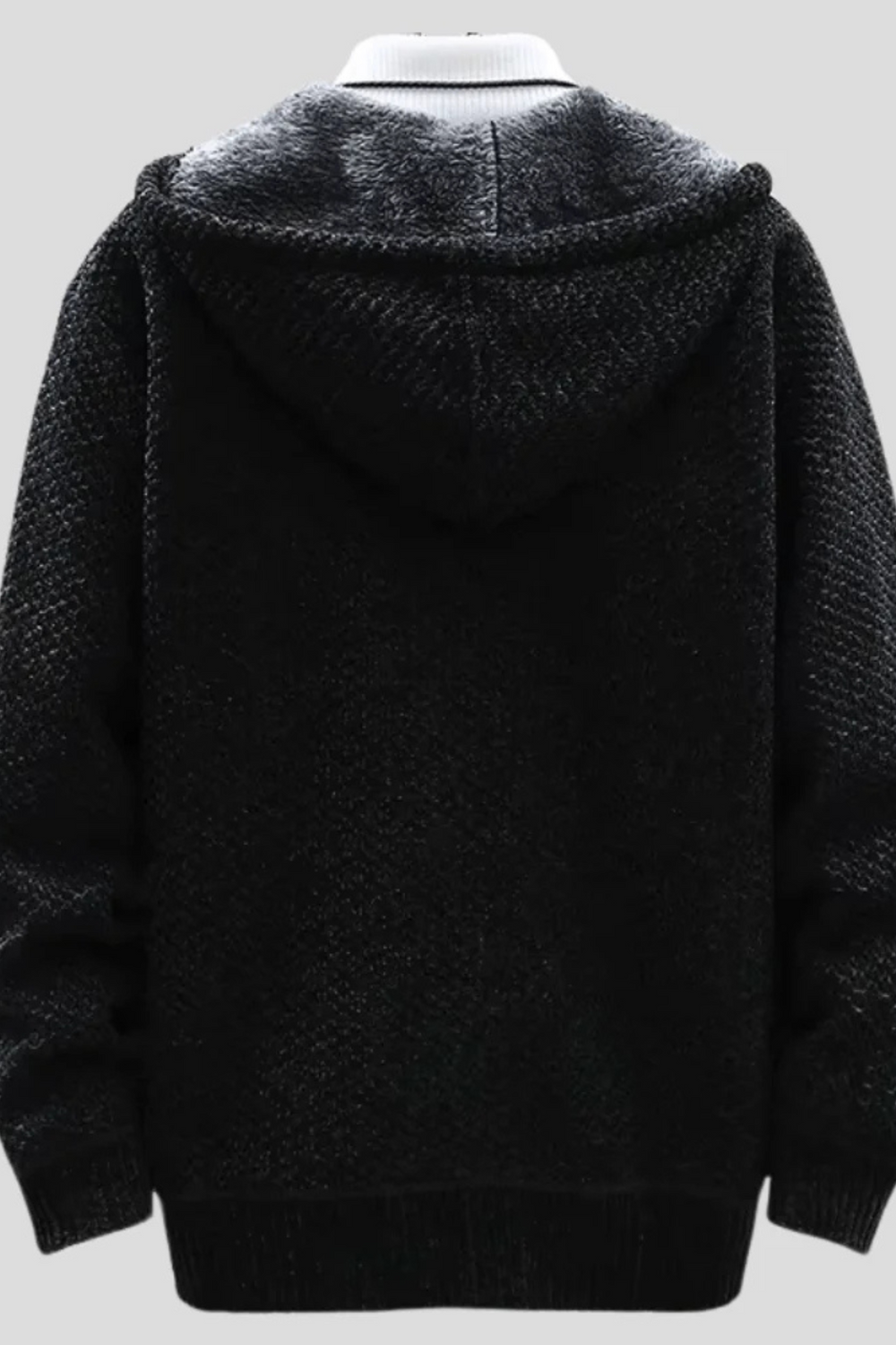 Henry Knit Zip Hoodie Black