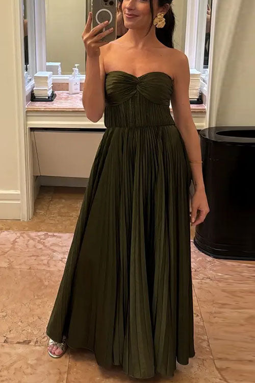 Elarine Strapless Pleated Maxi Dress