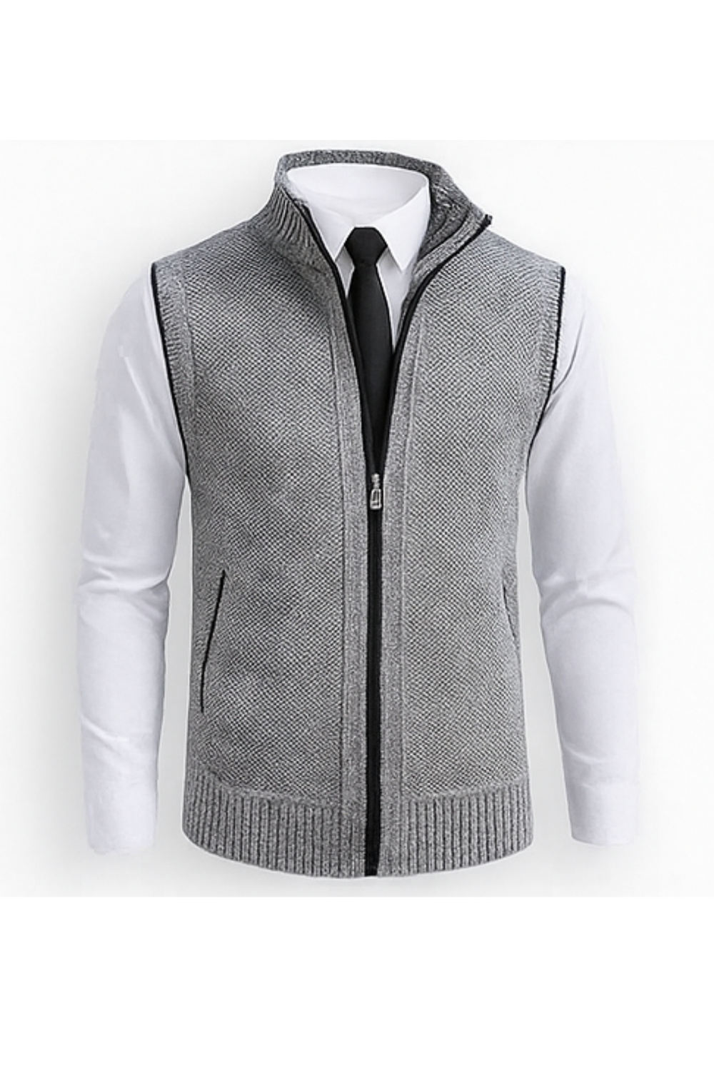 Gerald Zip Cardigan Vest Gray