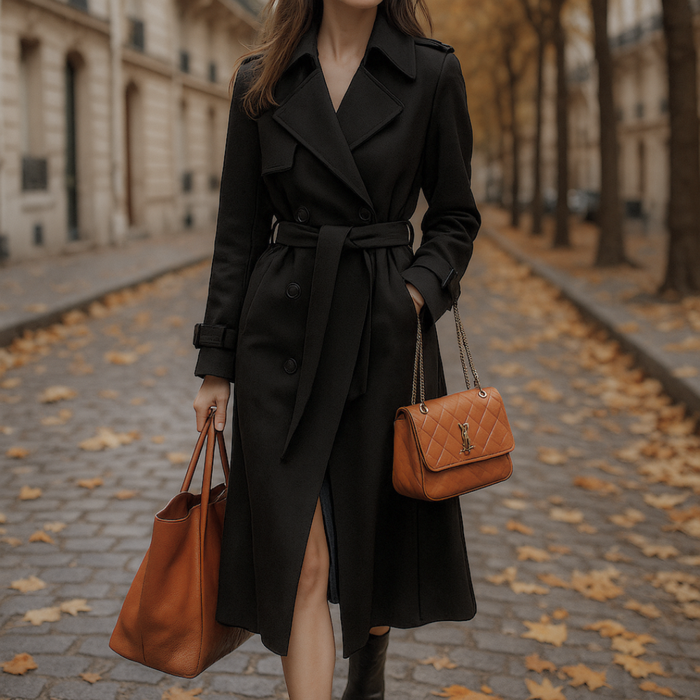 Allegra Tailored Trench Coat | Black