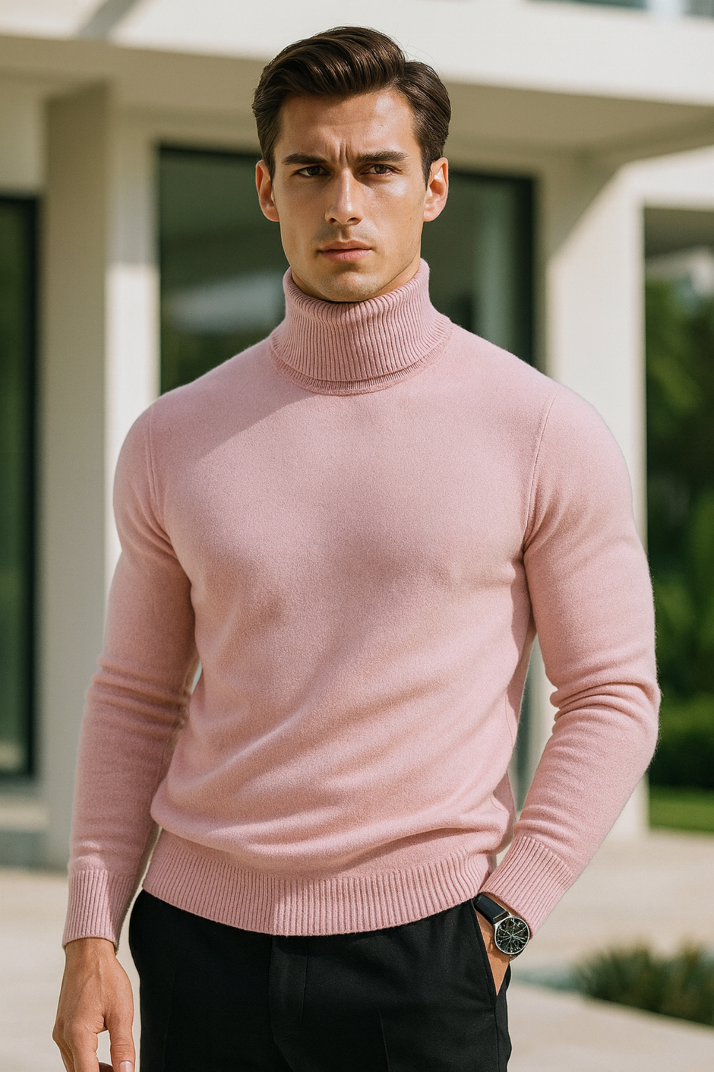 Enzo Cashmere-Blend Turtleneck Sweater