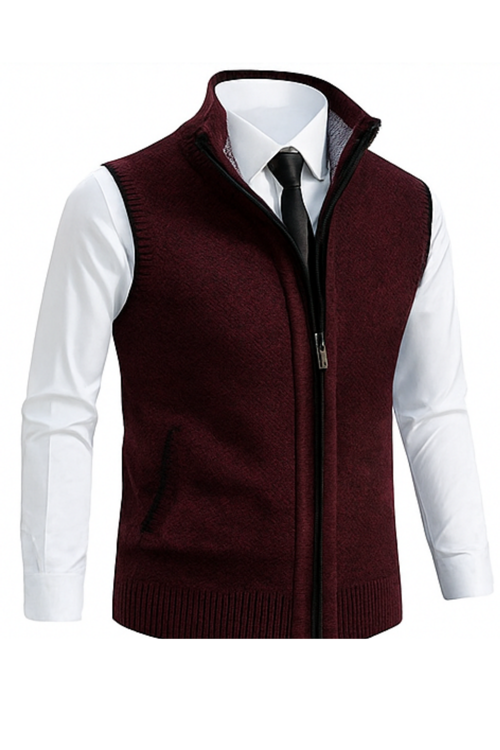 Gerald Zip Cardigan Vest Red