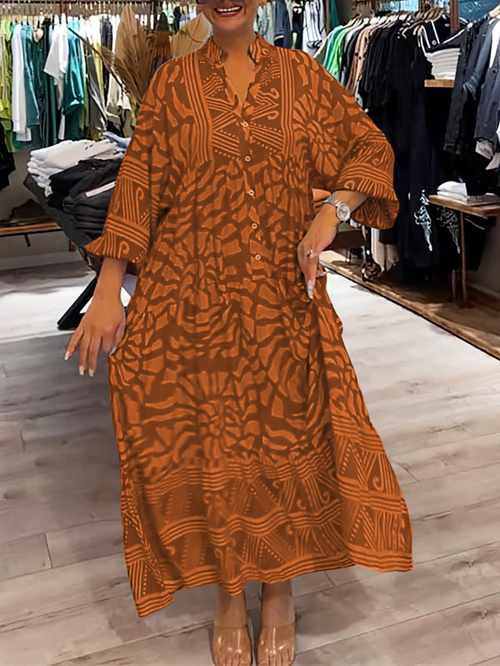 Mira Printed Cotton Midi Dress