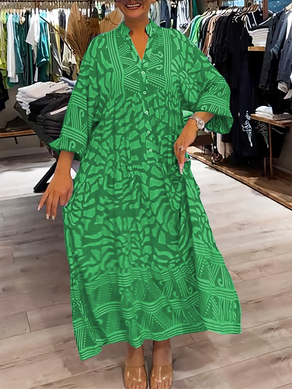 Mira Printed Cotton Midi Dress