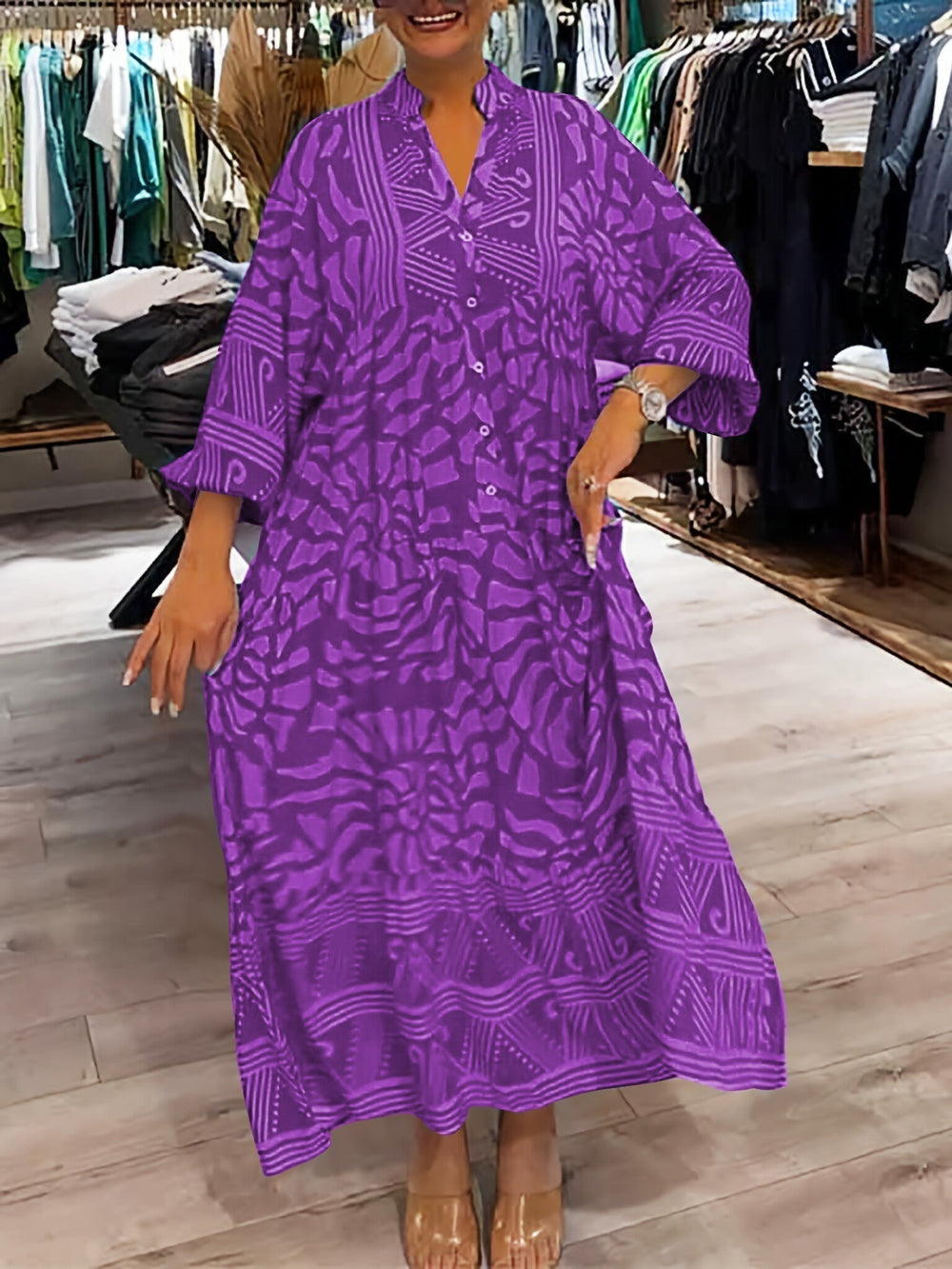 Mira Printed Cotton Midi Dress