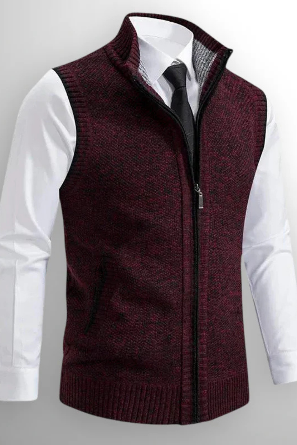 Gerald Zip Cardigan Vest Red