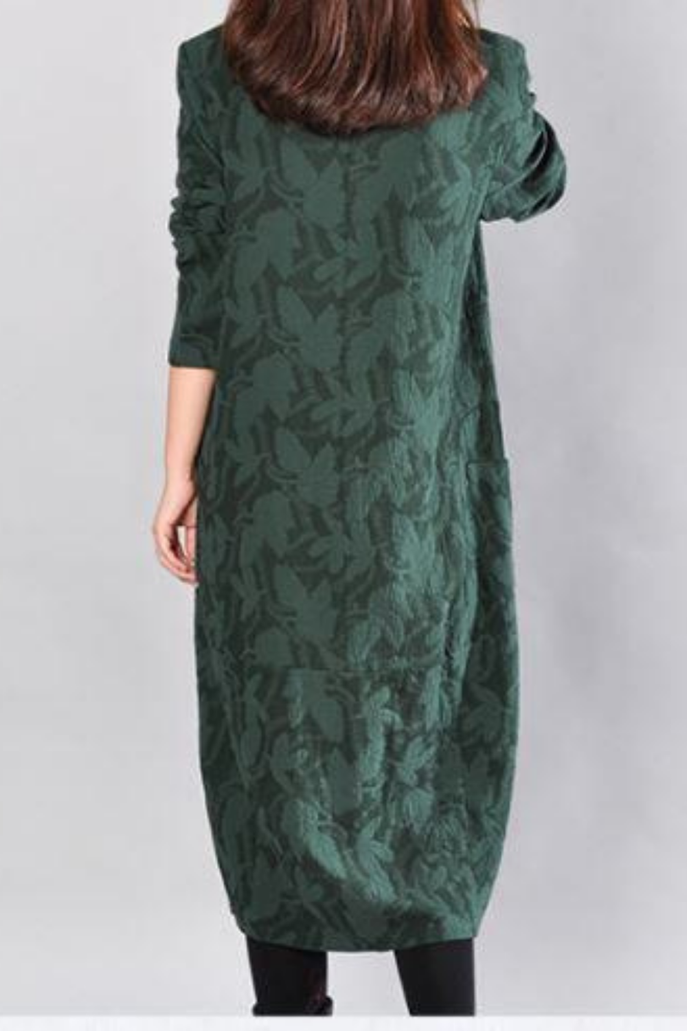 Kayla Leaf-Print Maxi Dress in Green