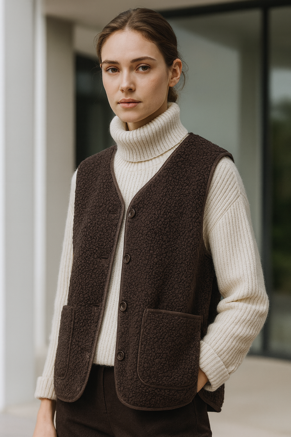 Roswell Soft Wool Front-Button Cardigan Stylish Sweater