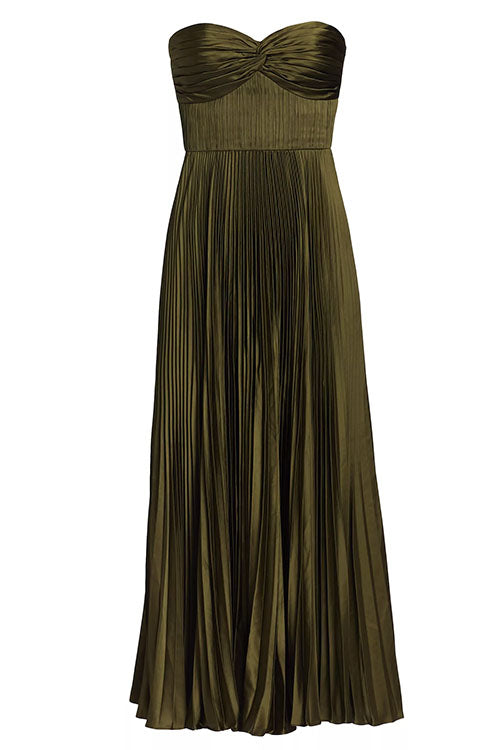 Elarine Strapless Pleated Maxi Dress