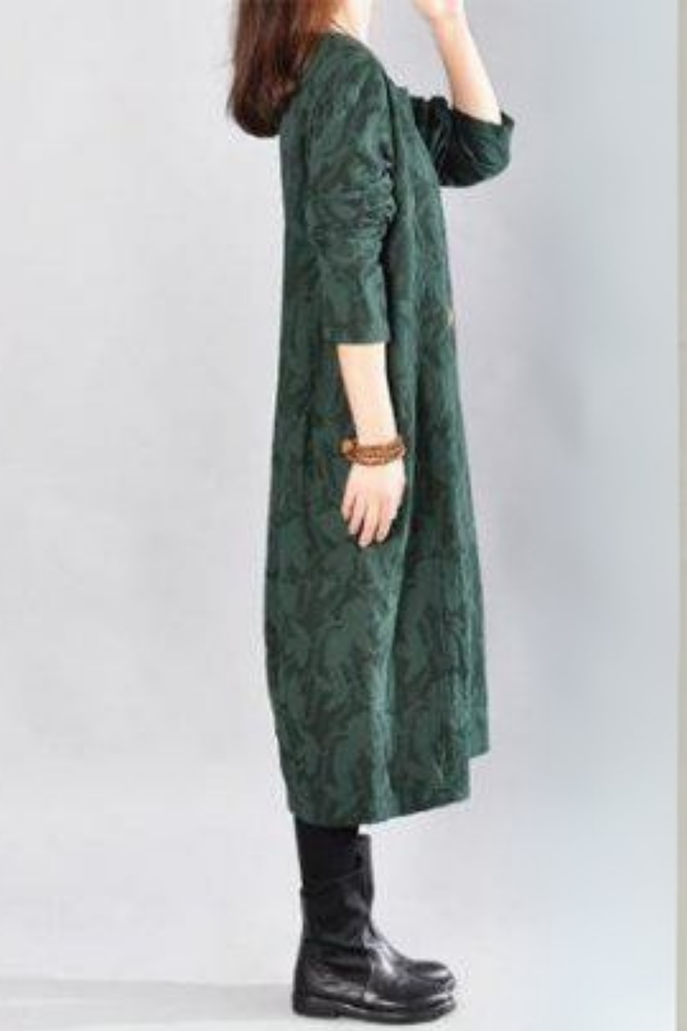 Kayla Leaf-Print Maxi Dress in Green