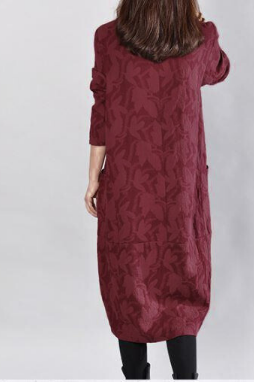 Kayla Bohemian Leaf-Print Maxi Dress in Red