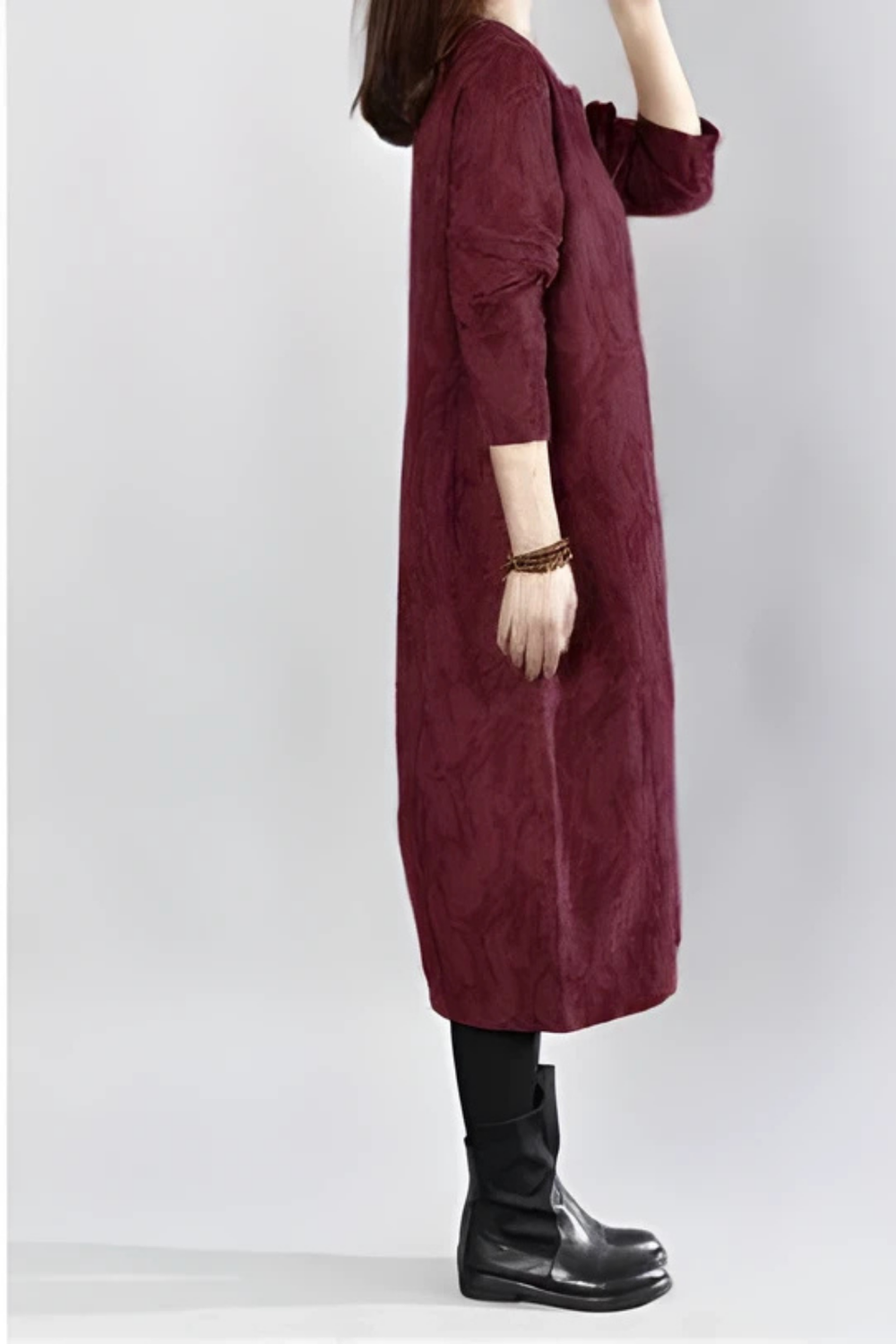 Kayla Bohemian Leaf-Print Maxi Dress in Red
