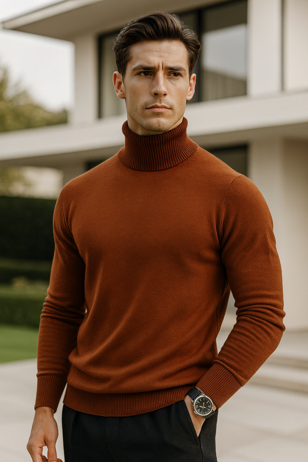 Enzo Cashmere-Blend Turtleneck Sweater
