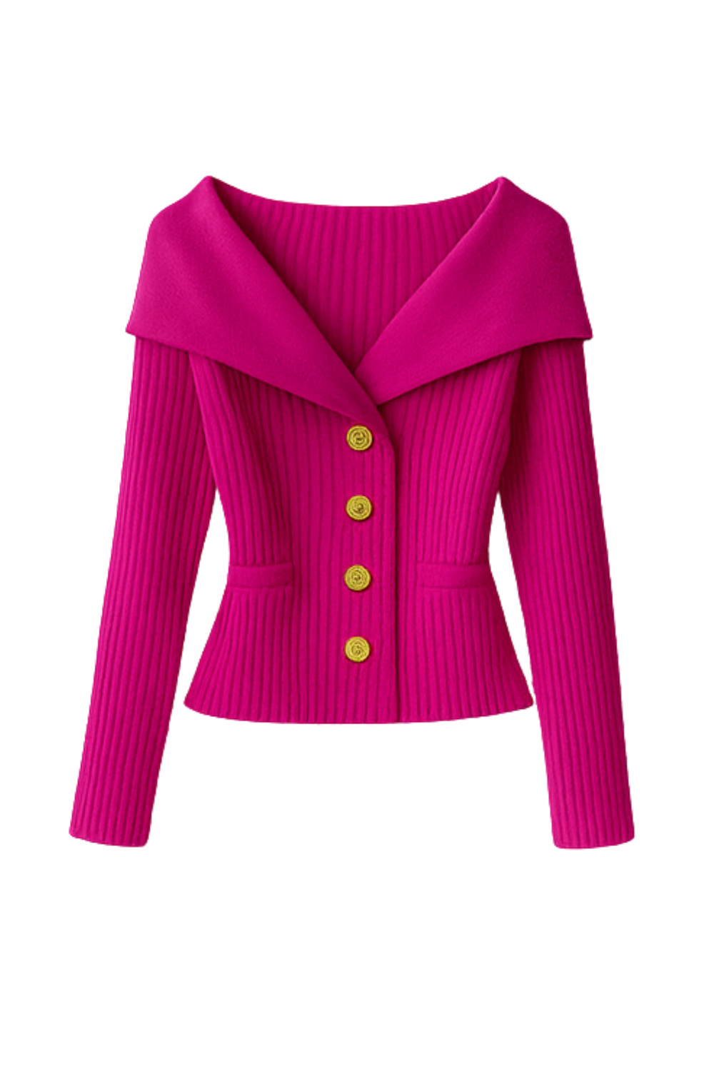 Elizah Off-Shoulder Knit Pullover with Gold Button Detail