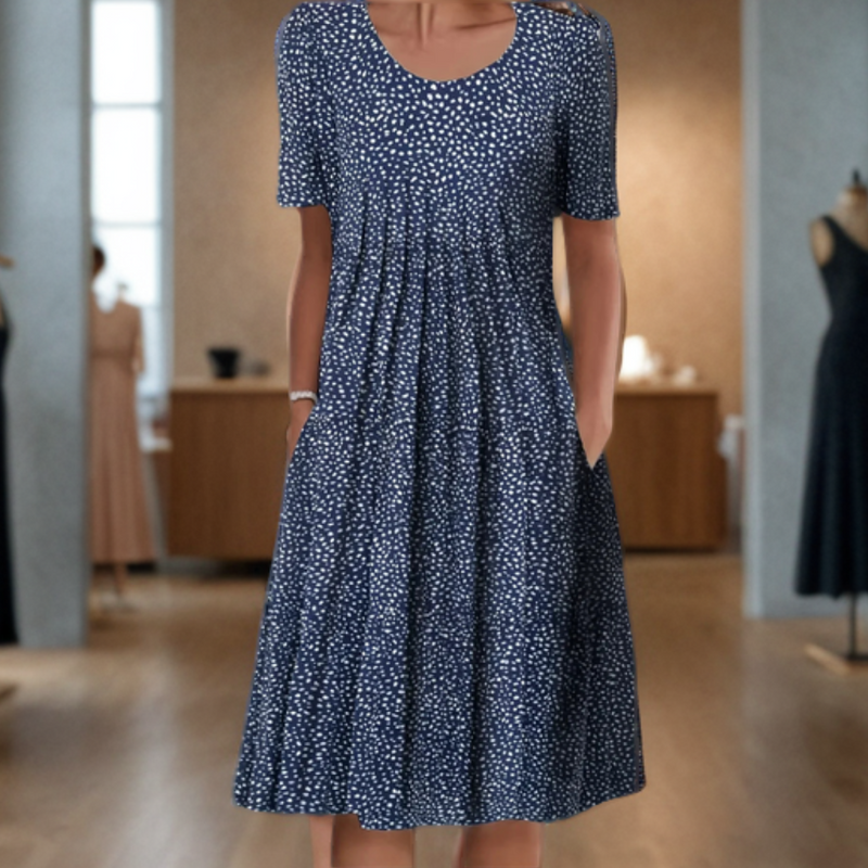 Victoria Printed Crew-Neck Three-Quarter Maxi Dress