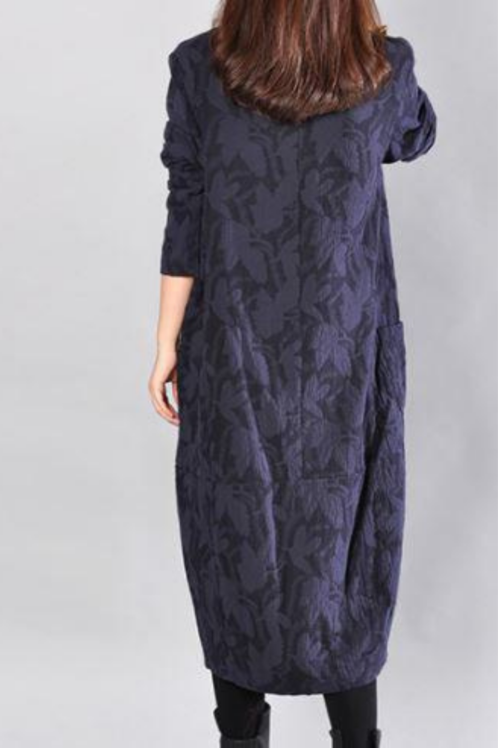 Kayla Leaf-Print Maxi Dress in Blue