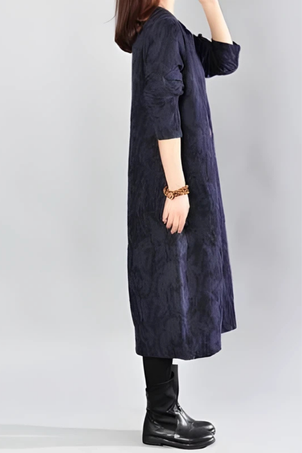 Kayla Leaf-Print Maxi Dress in Blue
