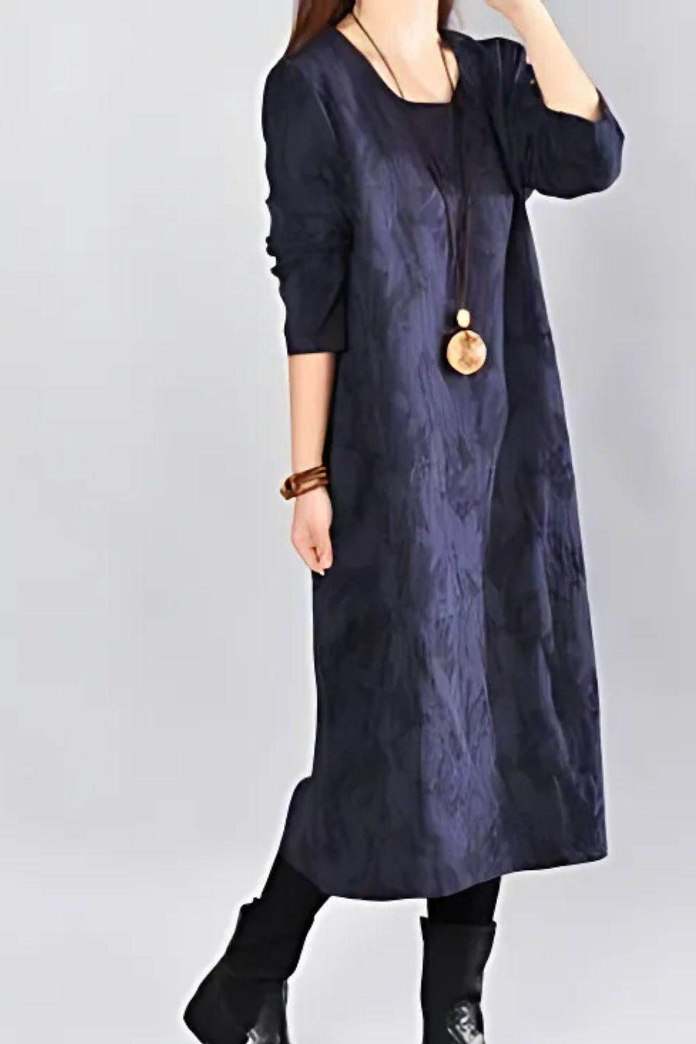 Kayla Leaf-Print Maxi Dress in Blue