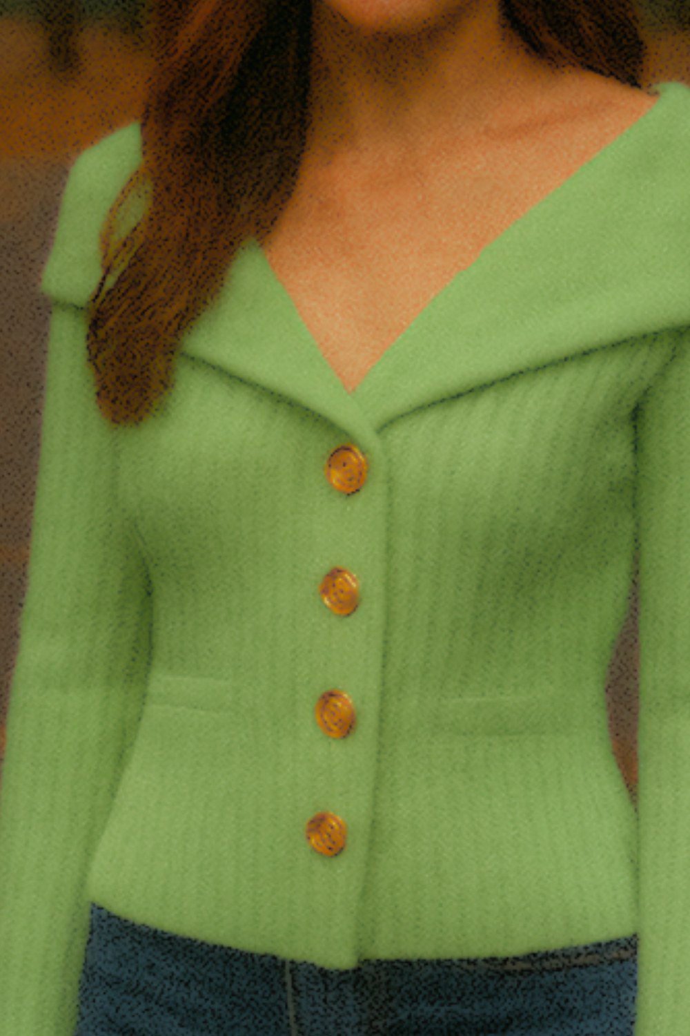 Elizah Off-Shoulder Knit Pullover with Gold Button Detail