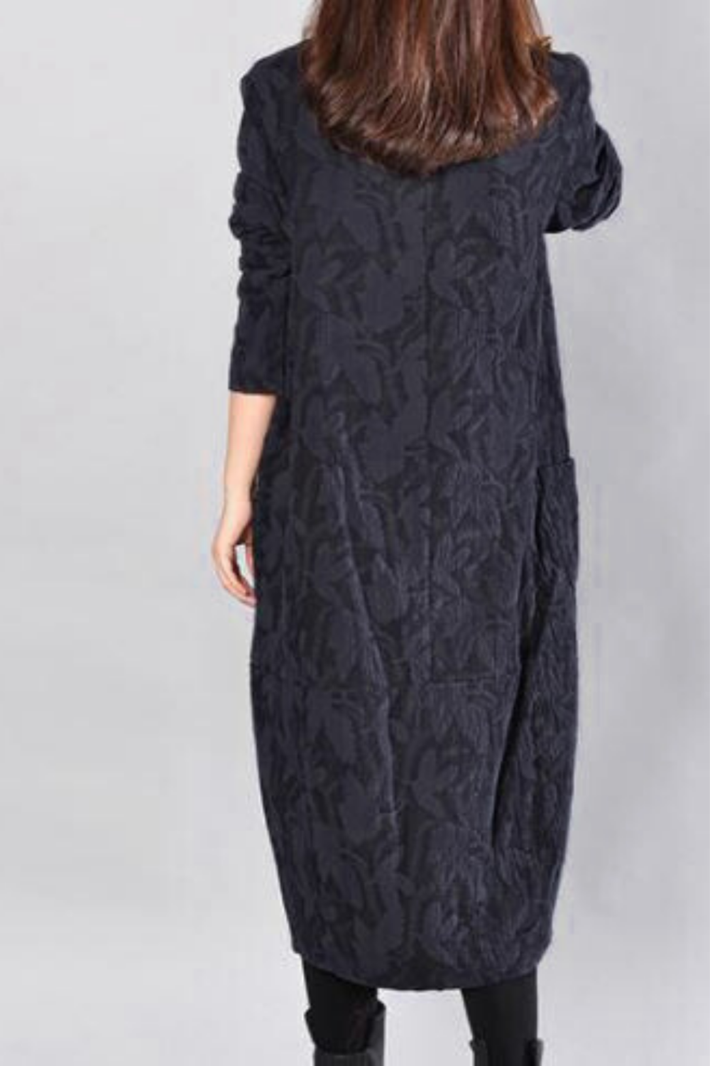 Kayla Black Leaf-Print Boho Maxi Dress