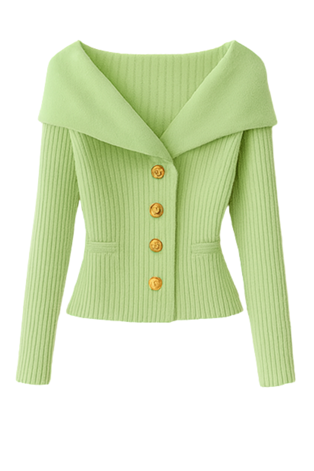 Elizah Off-Shoulder Knit Pullover with Gold Button Detail