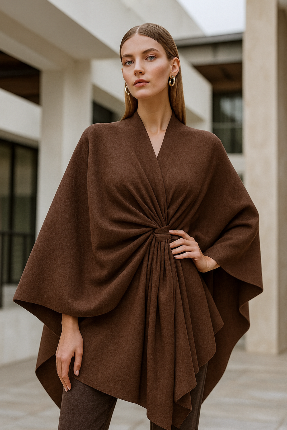 Yvonne Draped Knot Poncho