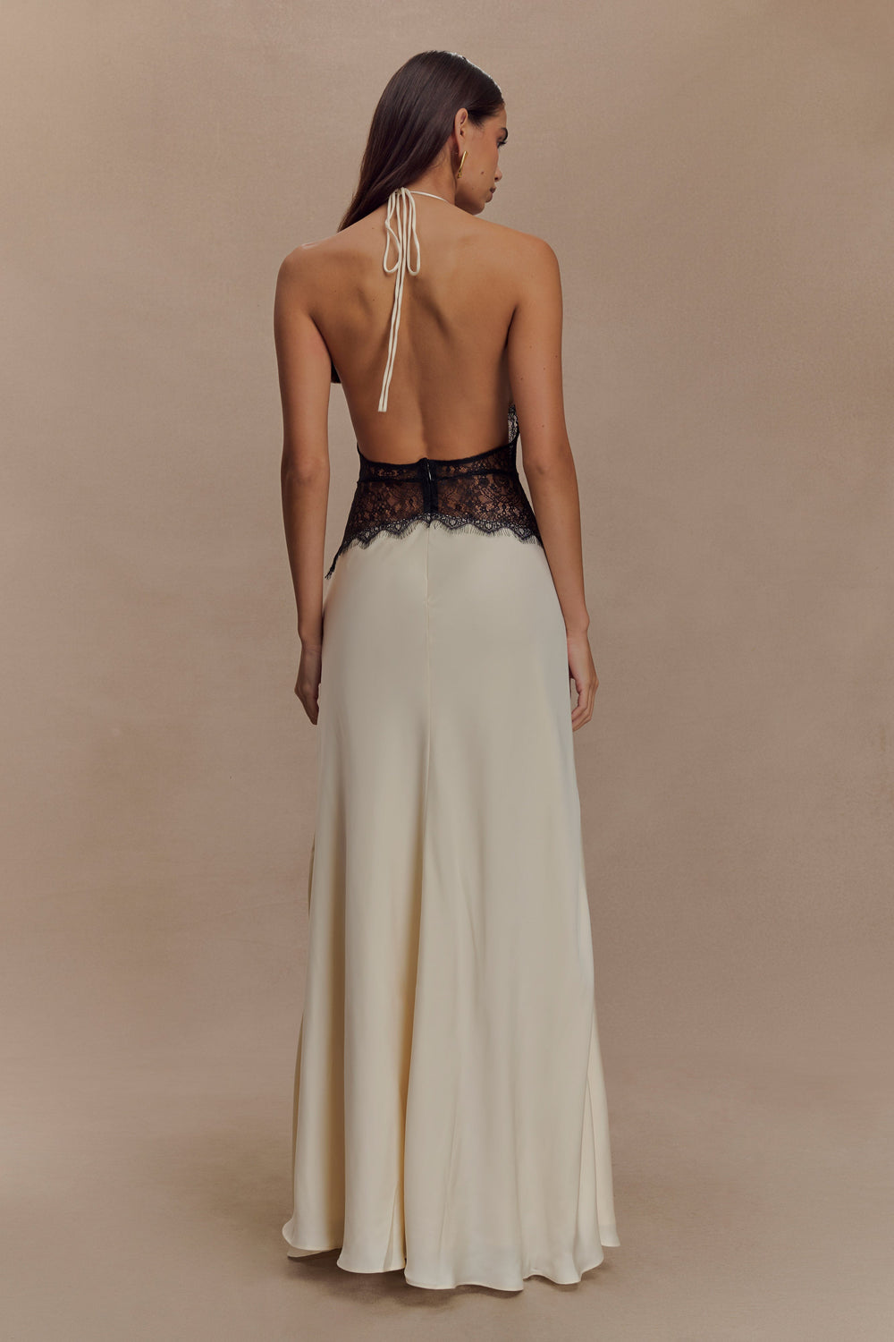 Tavira Satin Maxi Dress with Lace Corset