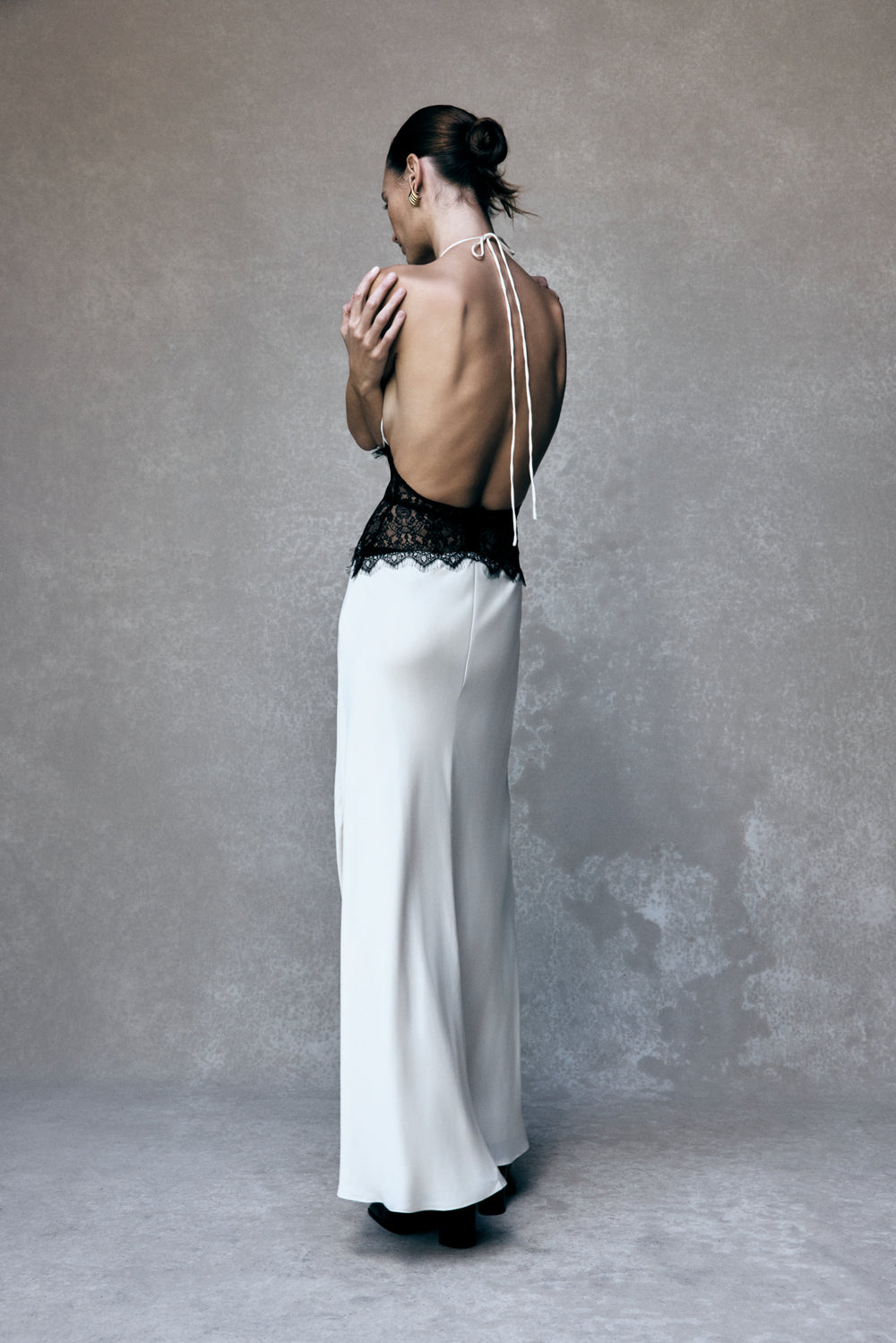 Tavira Satin Maxi Dress with Lace Corset