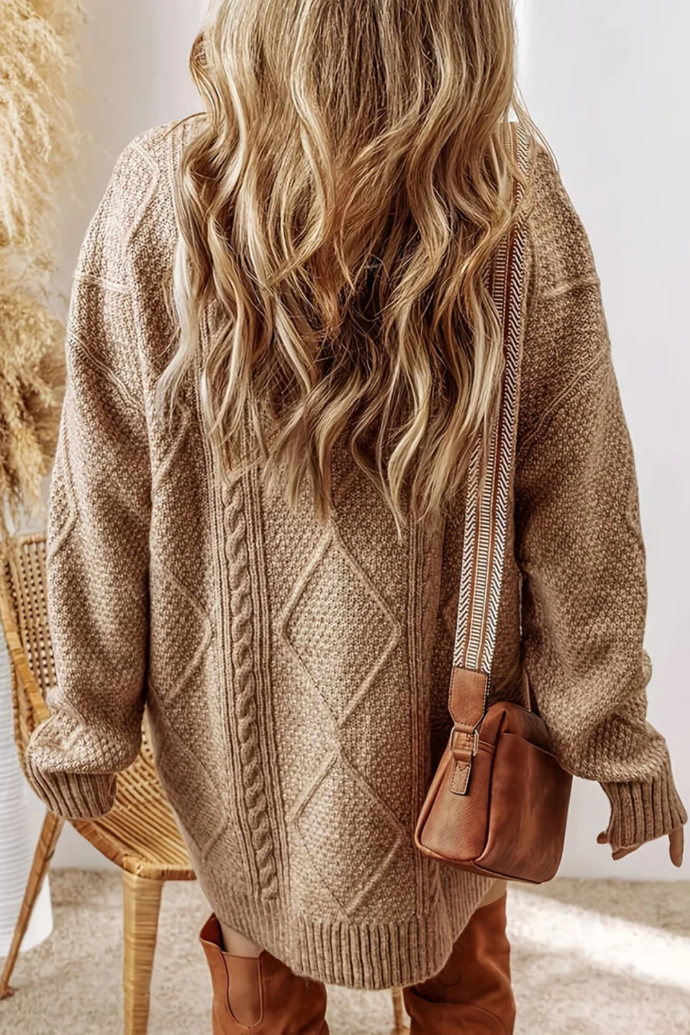 Juna Cozy Cable-Knit Oversized Sweater Dress for Fall