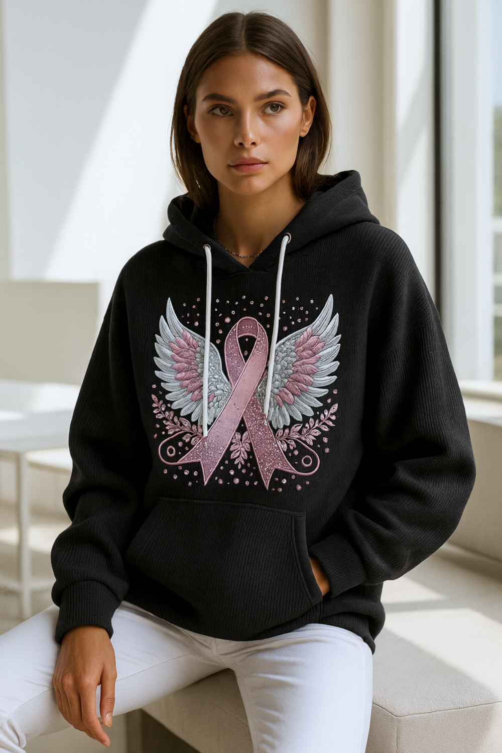 Briana Breast Cancer Awareness Ribbon Sweater