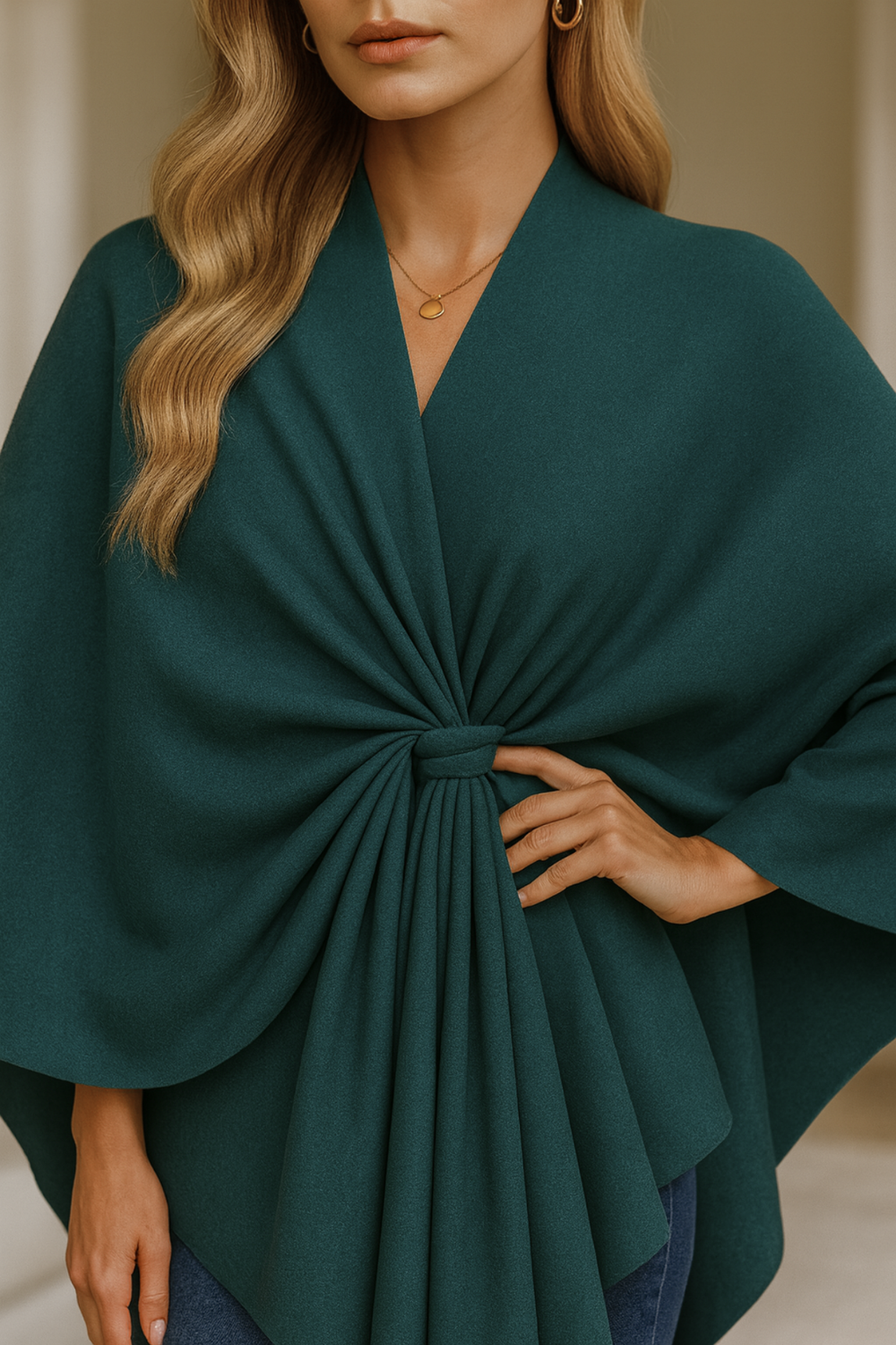 Yvonne Draped Knot Poncho