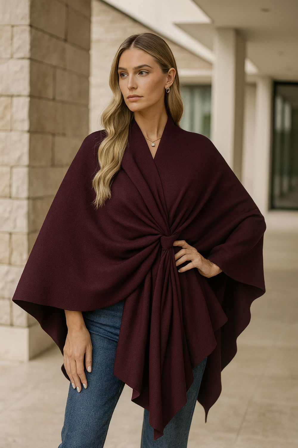 Yvonne Draped Knot Poncho