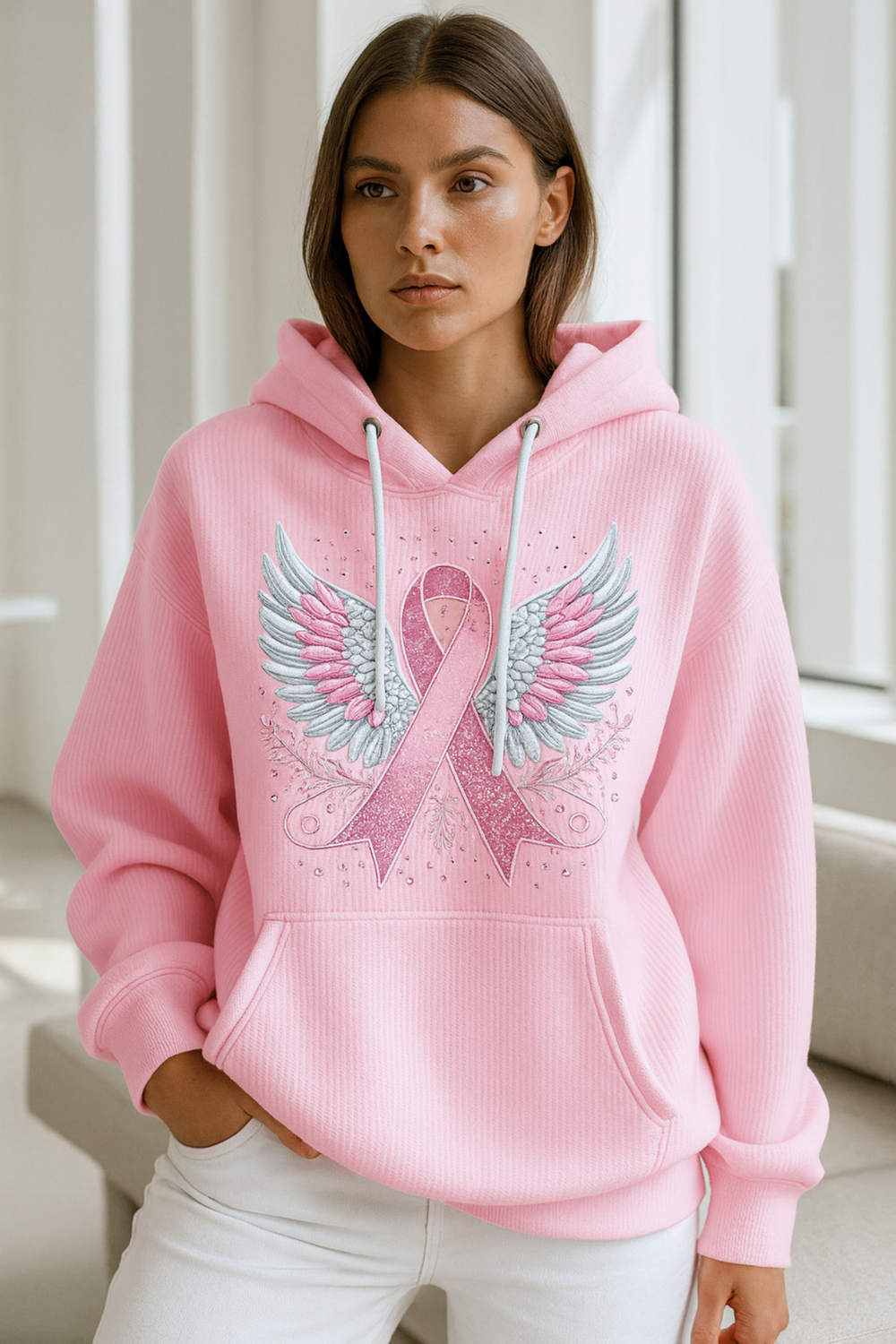 Briana Breast Cancer Awareness Ribbon Sweater