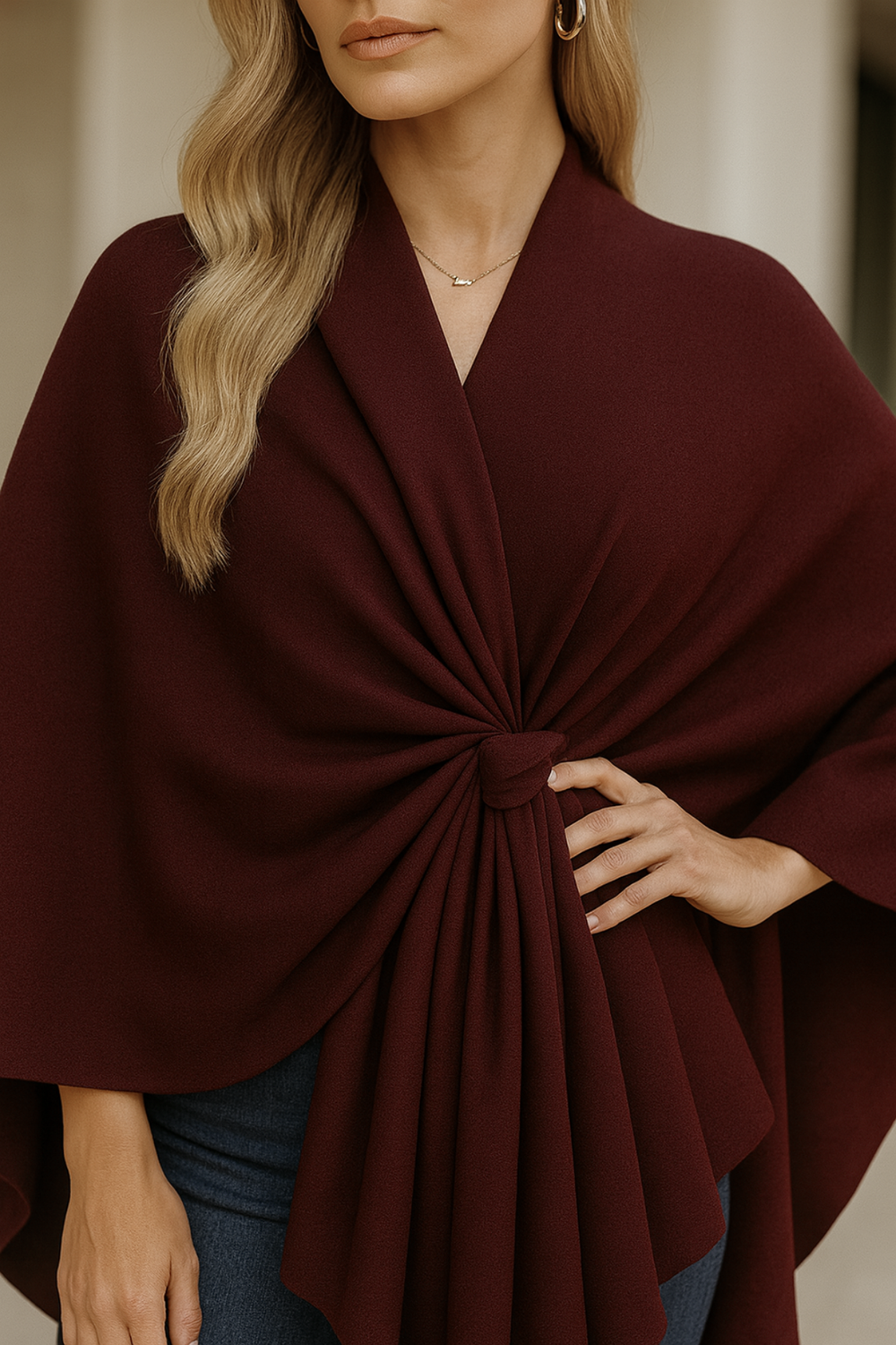 Yvonne Draped Knot Poncho