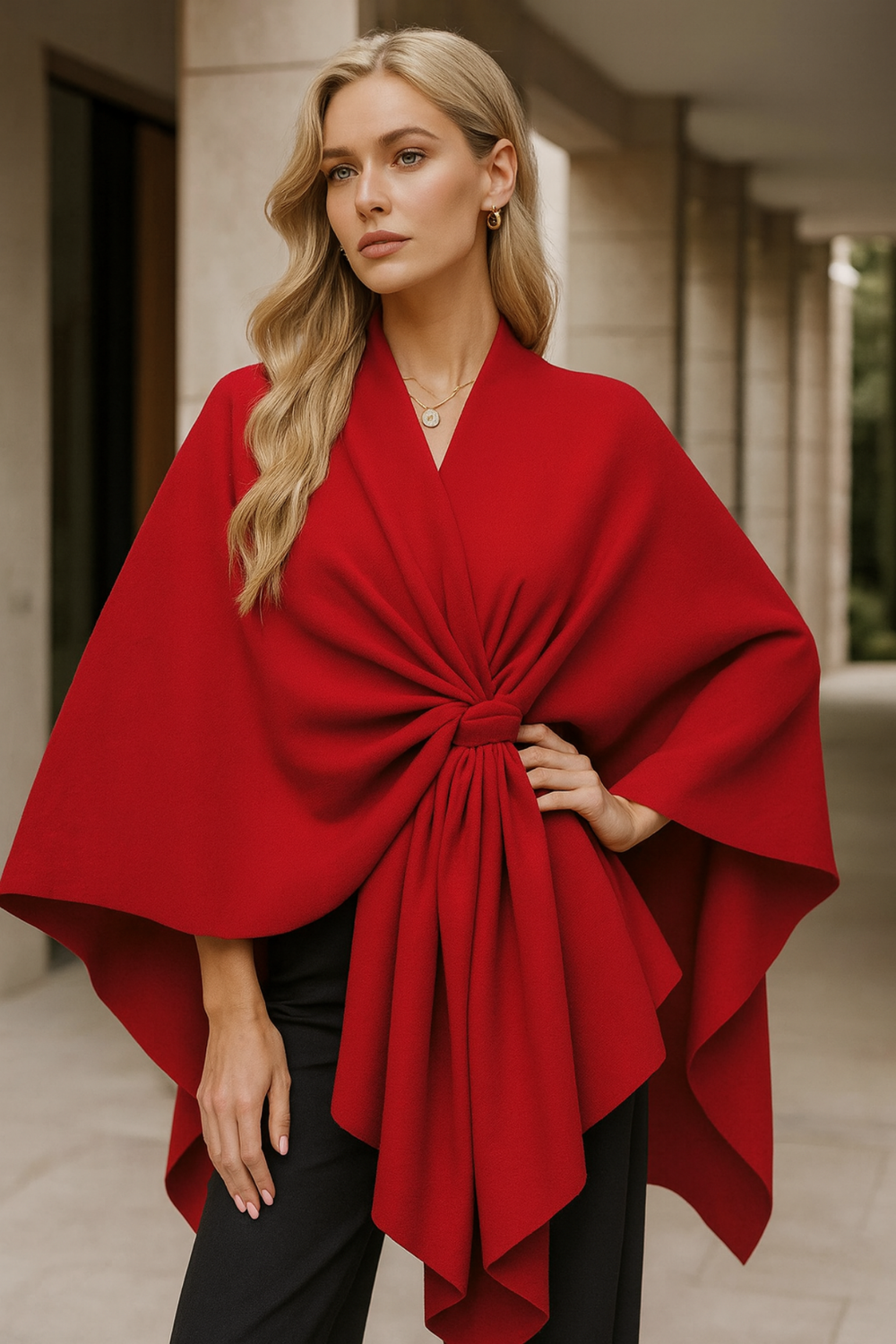 Yvonne Draped Knot Poncho