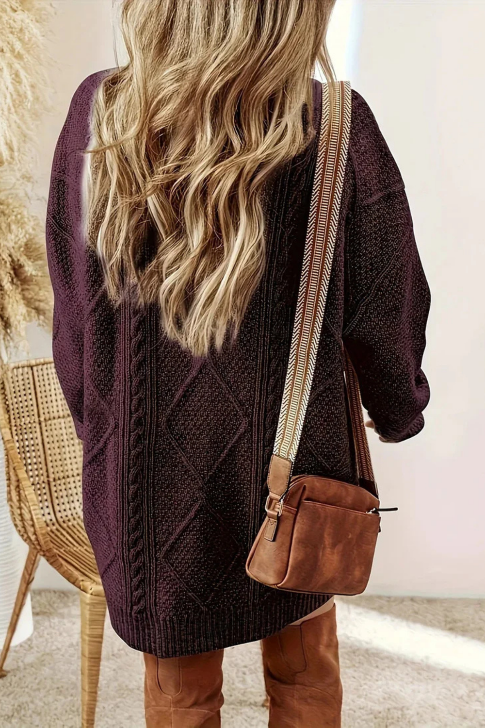 Juna Cozy Cable-Knit Oversized Sweater Dress for Fall