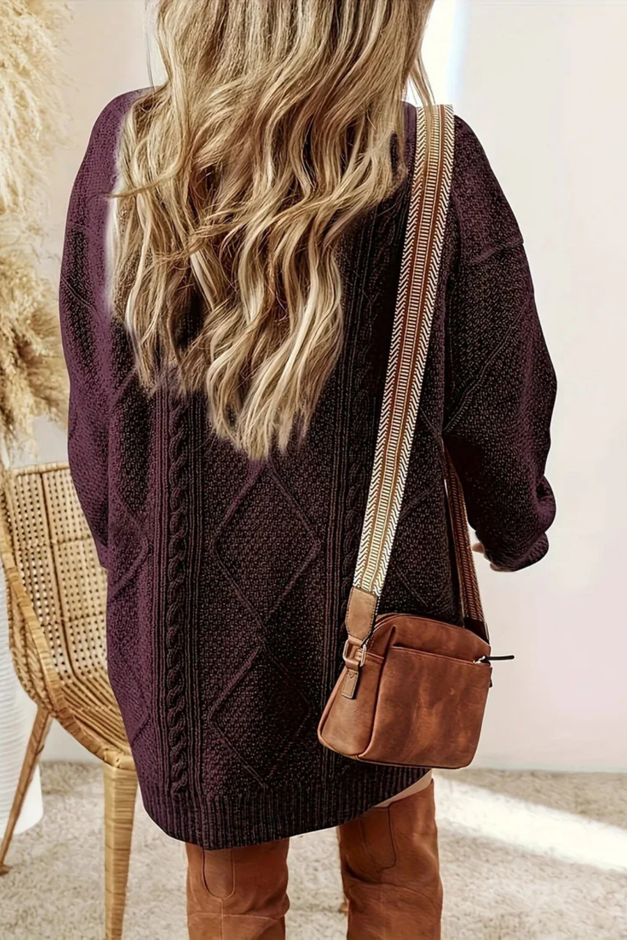 Juna Cozy Cable-Knit Oversized Sweater Dress for Fall