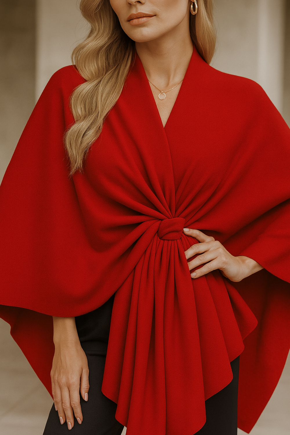 Yvonne Draped Knot Poncho