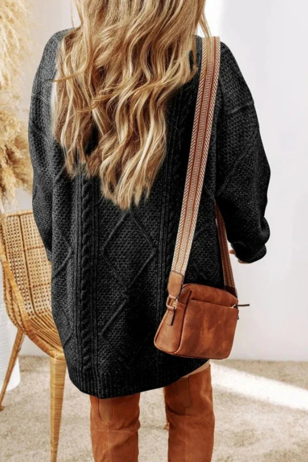 Juna Cozy Cable-Knit Oversized Sweater Dress for Fall