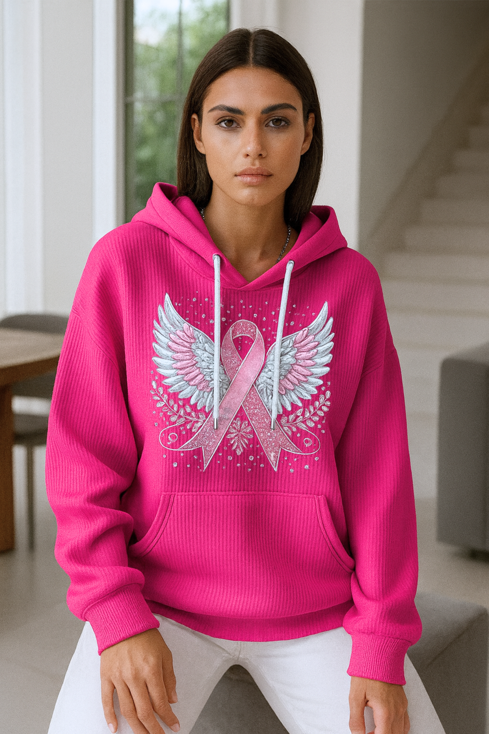 Briana Breast Cancer Awareness Ribbon Sweater