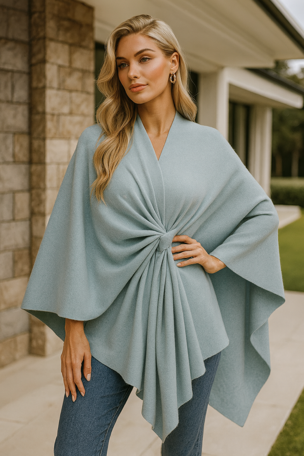 Yvonne Draped Knot Poncho