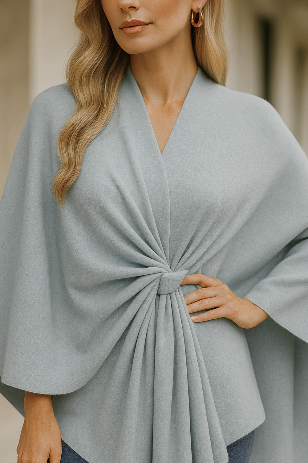 Yvonne Draped Knot Poncho